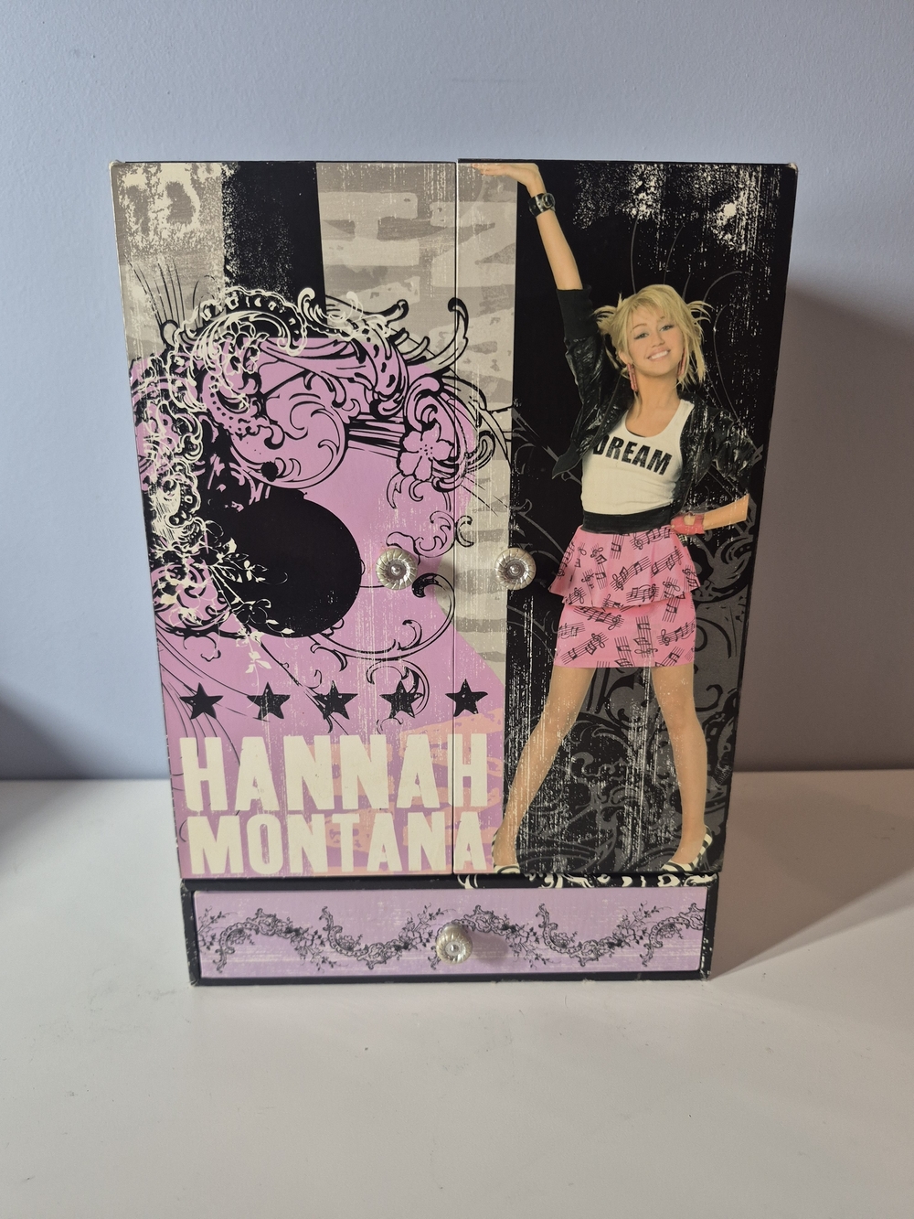 Vintage 2007 Hannah Montana Wooden Jewelry Box Armoire Wardrobe Closet Disney
